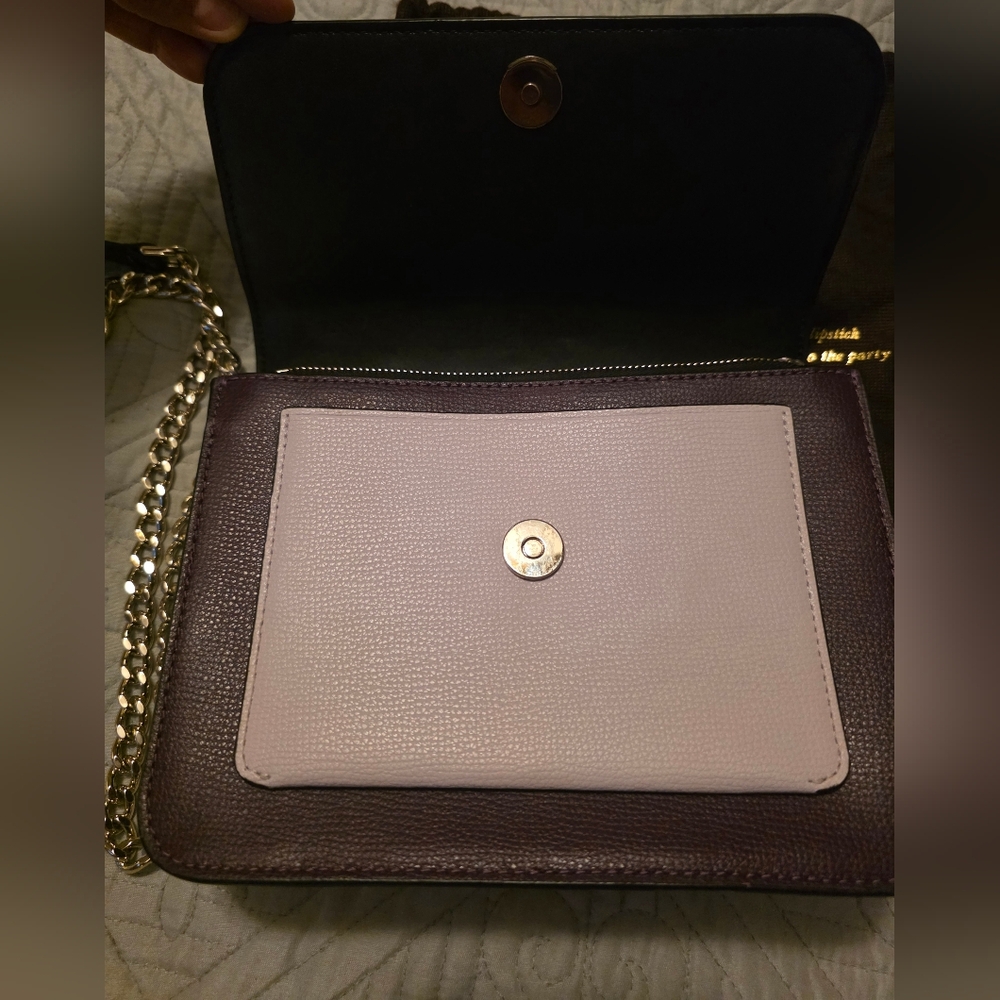 Kate Spade Remi Flap Chain Crossbody Ripe Plum Multi & Card Holder - Picture 5 of 9
